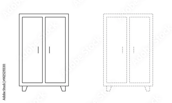 Fototapeta Tracing lines for toddlers. Handwriting practice sheet. Educational children game, printable worksheet for kids with Wood Cupboard  
