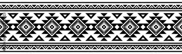 Fototapeta Ethnic border with geometric tribal pattern.