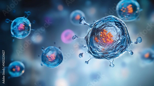 Fototapeta Human cell or Embryonic stem cell microscope background
