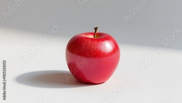 Fototapeta AI Image, High-quality image, Perfectly ripe red apple with shiny skin and natural speckles, isolated on a clean white background with soft lighting and gentle shadows, ideal for food, health.