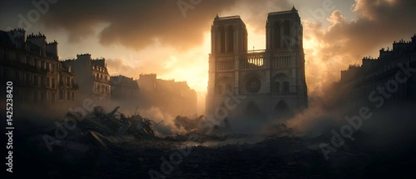 Obraz Post-Apocalyptic Paris Sunrise