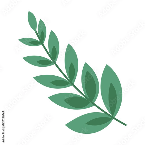 Fototapeta Green leaf vibrant branch reaching for sun. Suitable for nature, environment, growth, and wellness concepts in design projects