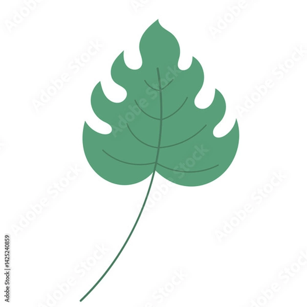 Fototapeta Green leaf elegantly extends on slender stem, perfect for nature themed design projects, environmental campaigns, or botanical illustrations