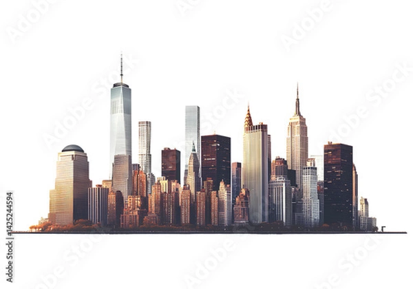 Fototapeta Realistic city skyline with transparent background