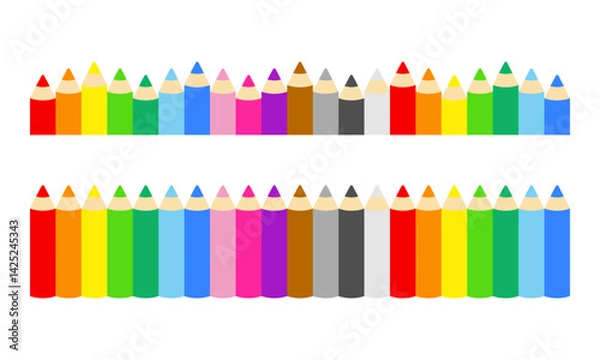 Obraz Colorful pencils bottom border clip art for school decoration