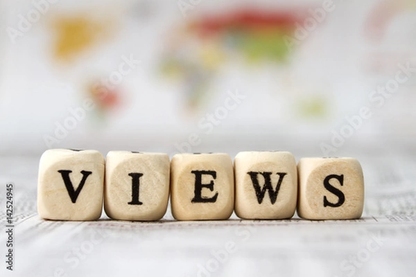 Obraz views word built with letter cubes