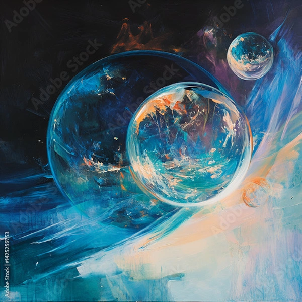 Obraz 3d blue global  sphere