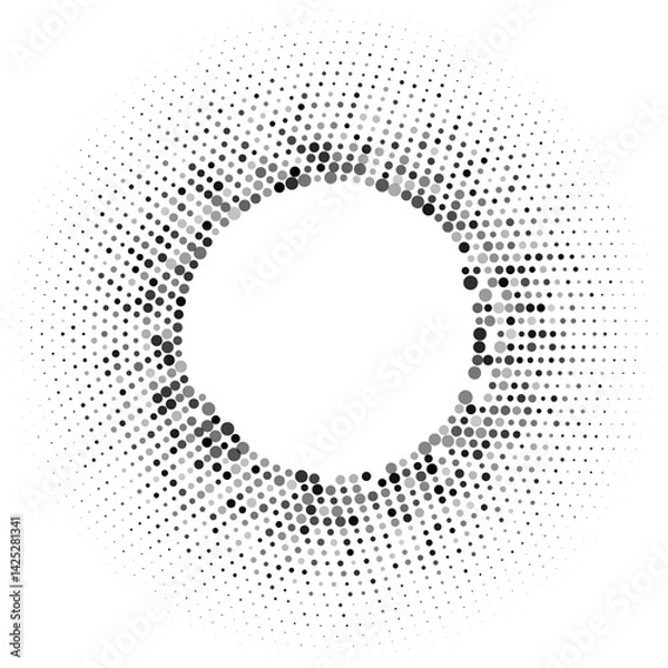 Obraz Halftone dotted background circularly distributed. Halftone effect pattern. Circle dots isolated on the white background.