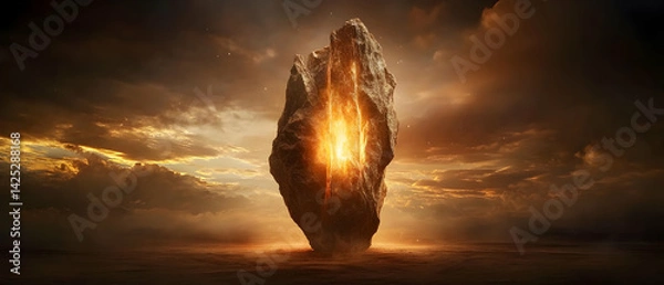 Obraz Ancient, luminous stone in a dramatic landscape