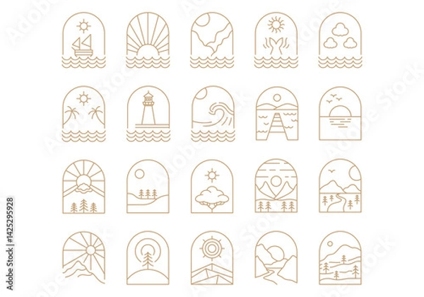 Fototapeta Landscape Linear Frame Border Element