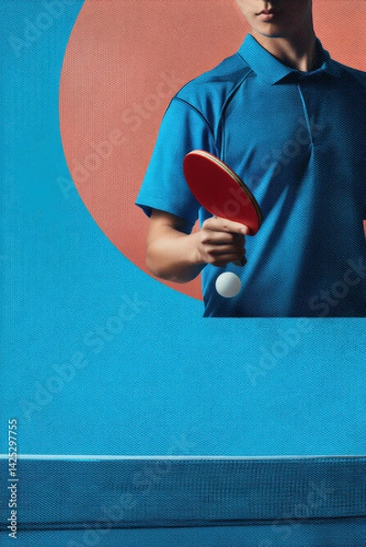 Fototapeta Download a photo of a table tennis player for a tennis racket packaging design.
