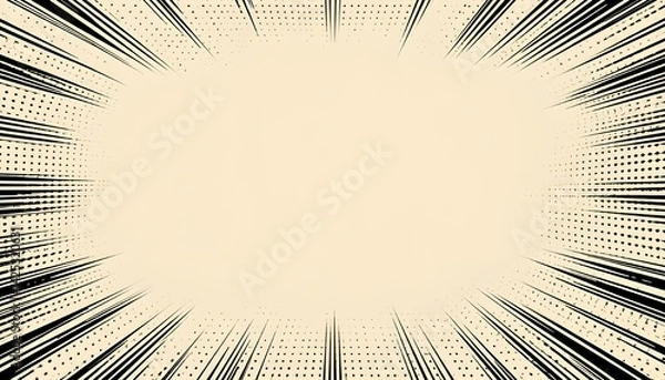 Fototapeta “Comic Book Action Layout Background – Halftone Dots & Dynamic Speed FX for Heroic Illustrations”