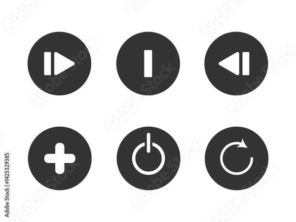 Fototapeta play and stop button vector icon set