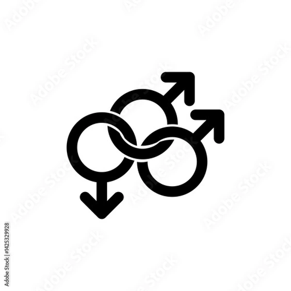 Fototapeta Bisexual symbol icon isolate on transparent background.