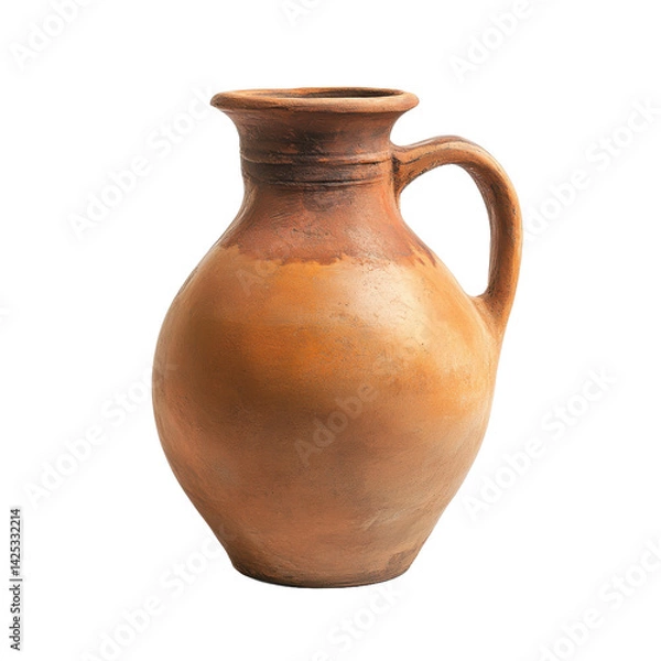 Fototapeta Clay brown jug isolated on transparent background.