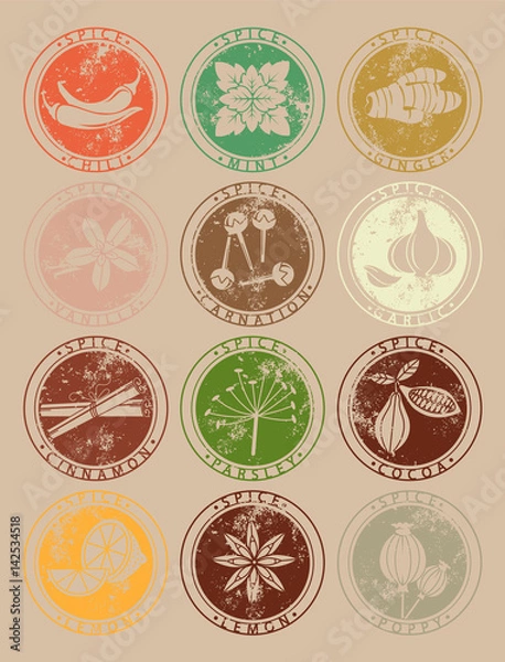 Fototapeta Collection of spices.Set labels