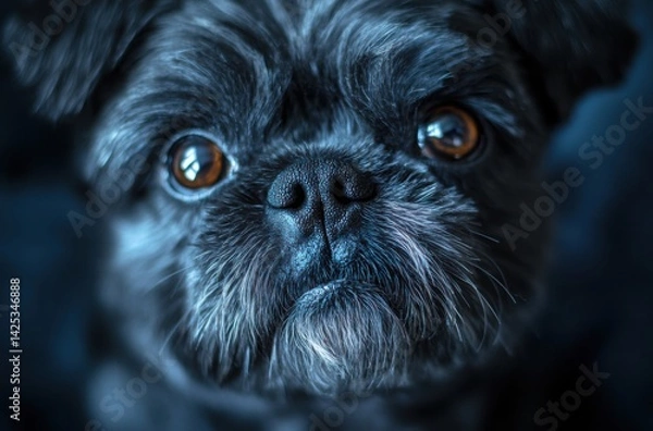 Fototapeta Photorealistic shot of an Affenpinscher, sharp eyes, shiny fur, under perfect lighting