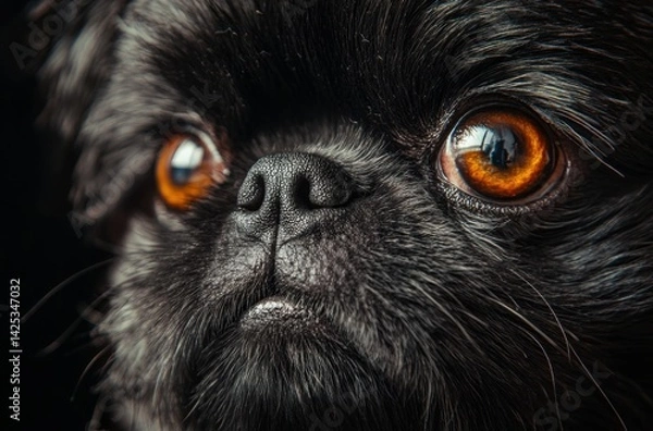 Fototapeta Photorealistic shot of an Affenpinscher, sharp eyes, shiny fur, under perfect lighting