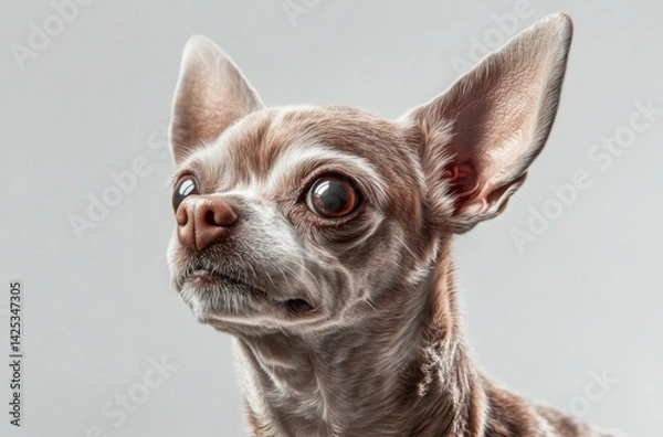 Fototapeta Photorealistic studio image of a muscular Chihuahua with glossy fur