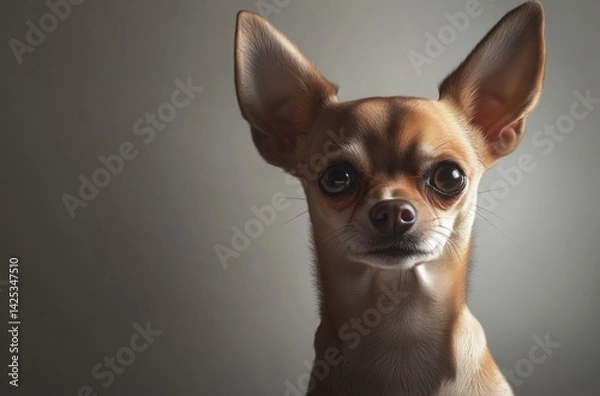 Fototapeta Photorealistic studio image of a muscular Chihuahua with glossy fur