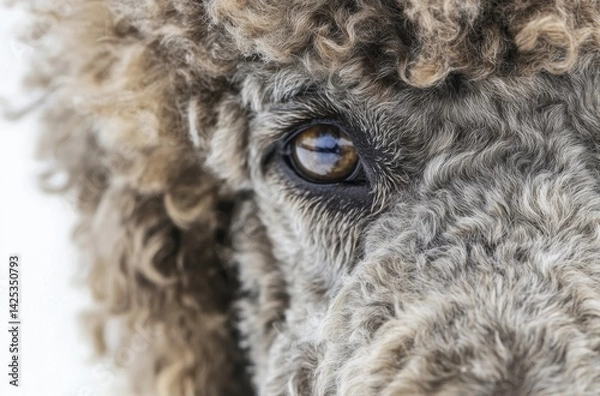 Fototapeta Professional close-up photo of a Poodle with thick shiny curls, alert gaze