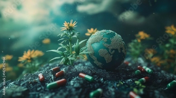 Fototapeta Symbolic Image of a Hopeful World Free from Harmful Drugs