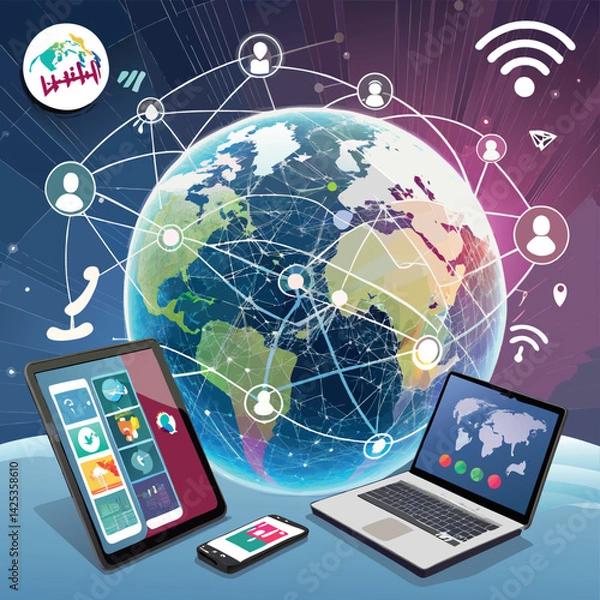 Obraz social network concept. Global day