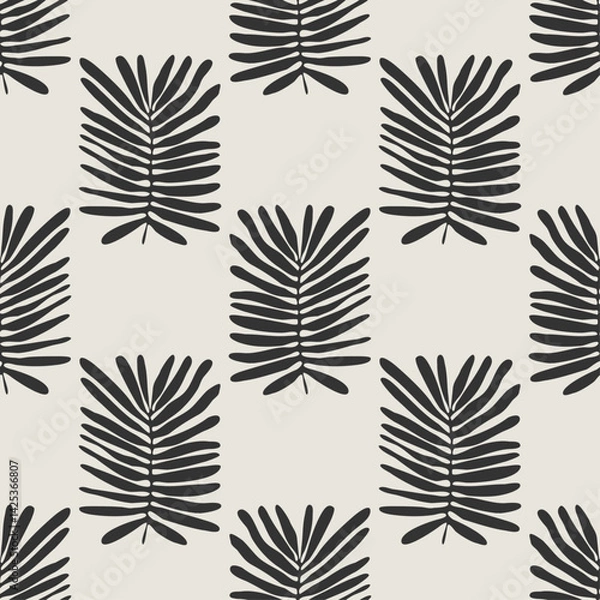 Fototapeta Trendy minimalist seamless botanical pattern with abstract creative hand drawn composition