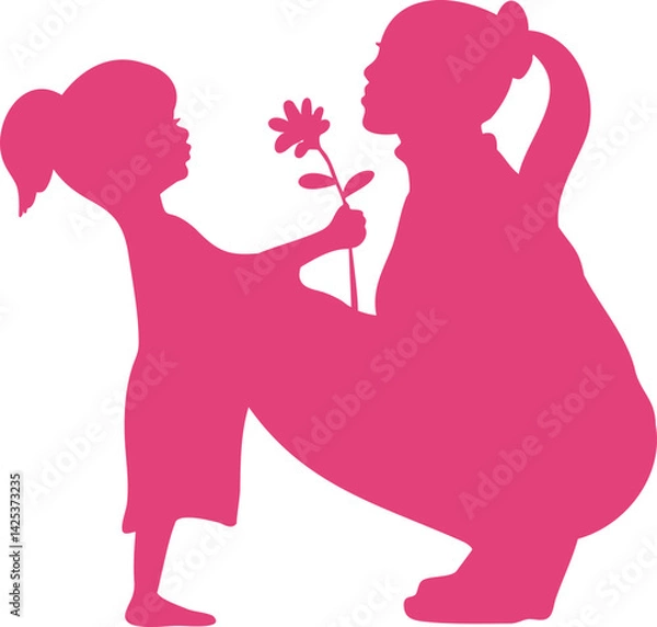 Obraz 모녀, 엄마와 딸, 꽃, 마더스데이, 어버이날, 가족, 실루엣, 벡터, 남자아이, 꼬마, 사람, 마마, 가정, 국민, 훈육