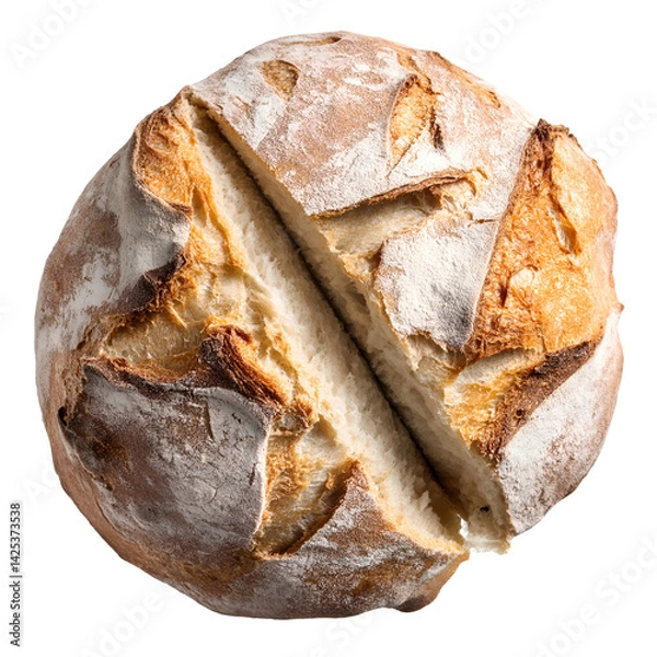 Fototapeta Loaf of Sliced Bread with Flour Dusting Isolated on White or Transparent Background