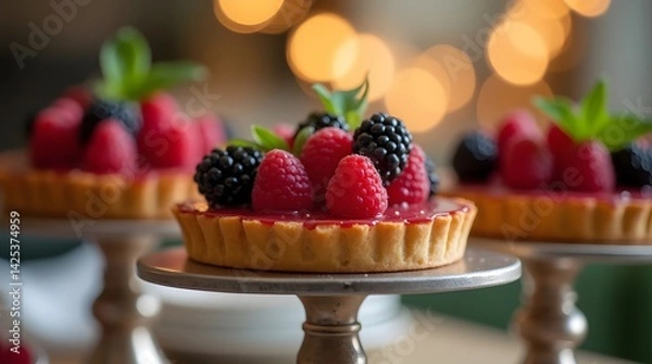 Fototapeta The best-selling and delicious dessert sweets on the table, set in an unusual background