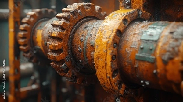 Obraz Industrial machinery components close-up