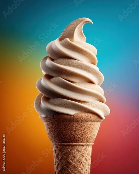 Obraz Delicious swirl of soft serve ice cream in a cone