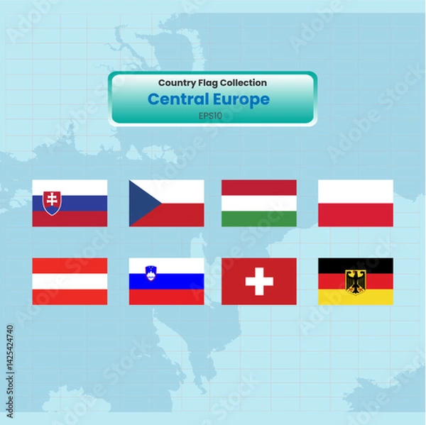 Obraz All central europe flags continent Vector illustration template
