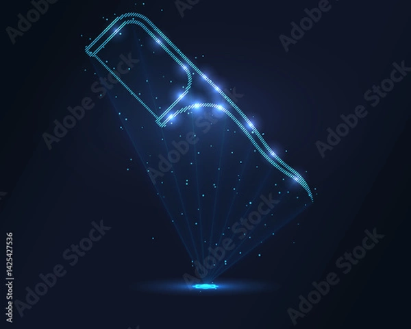 Fototapeta Dental floss hologram. Futuristic holographic projection of dental floss with glowing energy flux and hygiene-focused design. Ideal for healthcare, dental care, and preventive medicine concepts