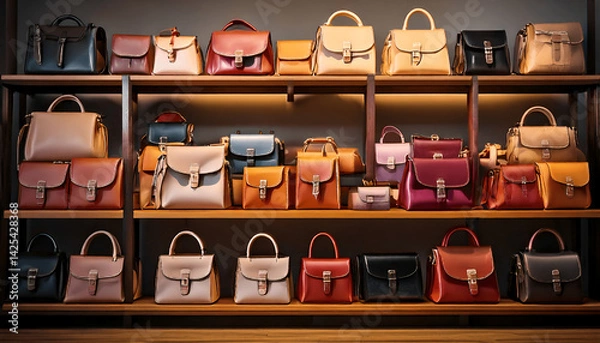 Fototapeta Stylish and Classic Handbags Closet with Unique Design background 03