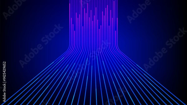 Obraz Wireless data network and connection technology concept. High speed data transfer, futuristic background. Curved colors lines abstract background.