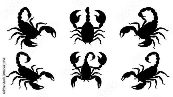 Fototapeta set of scorpion silhouette vector on white background
