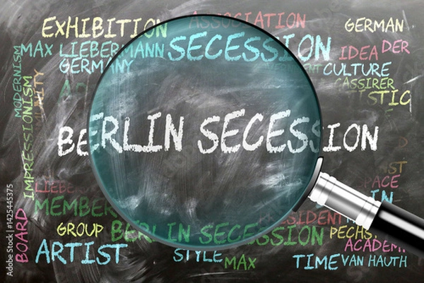 Fototapeta Berlin Secession being studied, examined - under close inspection. Most important subjects and ideas closely related to berlin secession. ,3d illustration