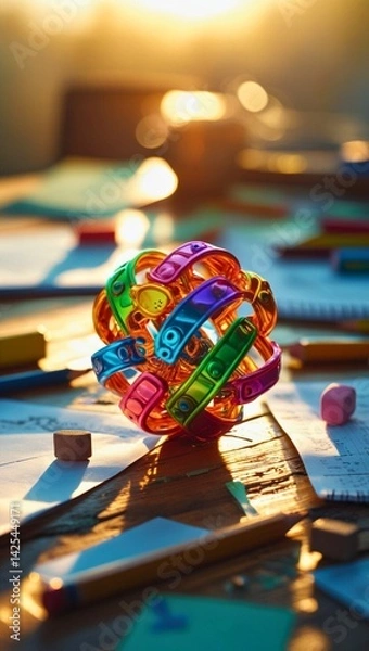 Fototapeta Textured fidget toy for sensory focus on desk
