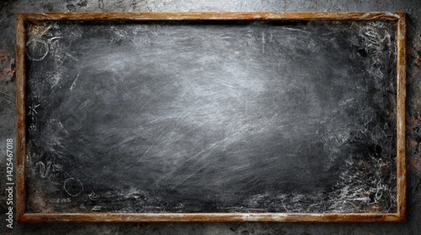 Fototapeta Wooden framed chalkboard with  Clean Slate Blank Chalkboard with Wooden Frame,