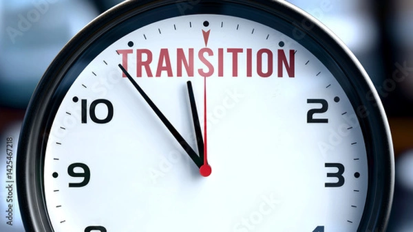 Fototapeta Transition that is going to happen soon, it is imminent. Incoming transition, approaching in the near future. Transition almost here. ,3d illustration