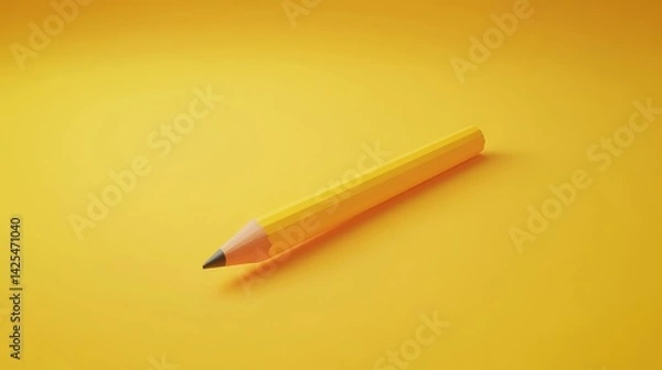 Obraz Pencil on Yellow background. minimal idea concept, 3D Render. 