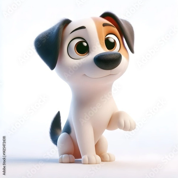 Obraz 3d cute animation of a dog on white background