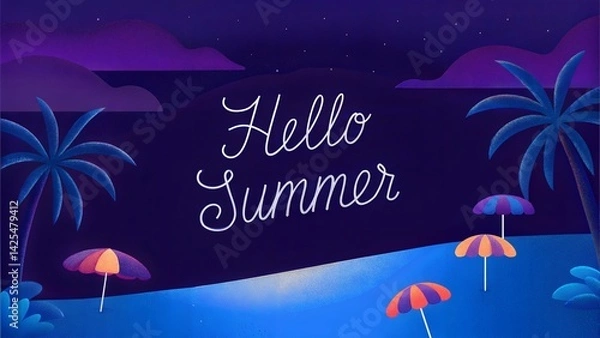 Obraz Hello Summer postcard illustration