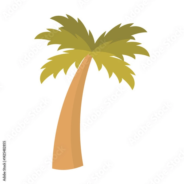 Fototapeta Palm tree with vibrant green leaves and a sturdy brown trunk suitable for tropical and nature themed designs, summer vacation advertisements