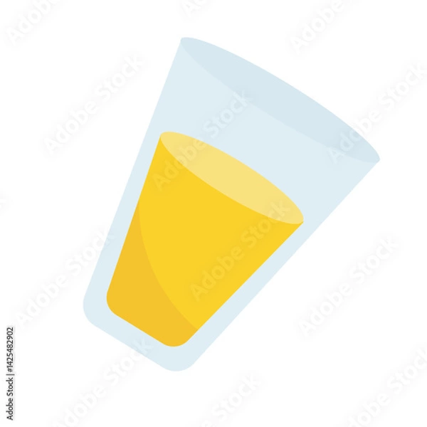Fototapeta Orange juice swirls in a glass to display a vibrant yellow hue. Perfect for food and beverage designs for summer themed projects
