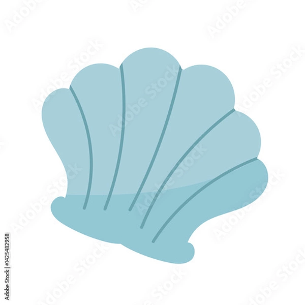 Fototapeta Blue seashell, delicate and shimmering treasure of the sea. Perfect for beach themed designs and ocean inspired projects. Beautiful and serene