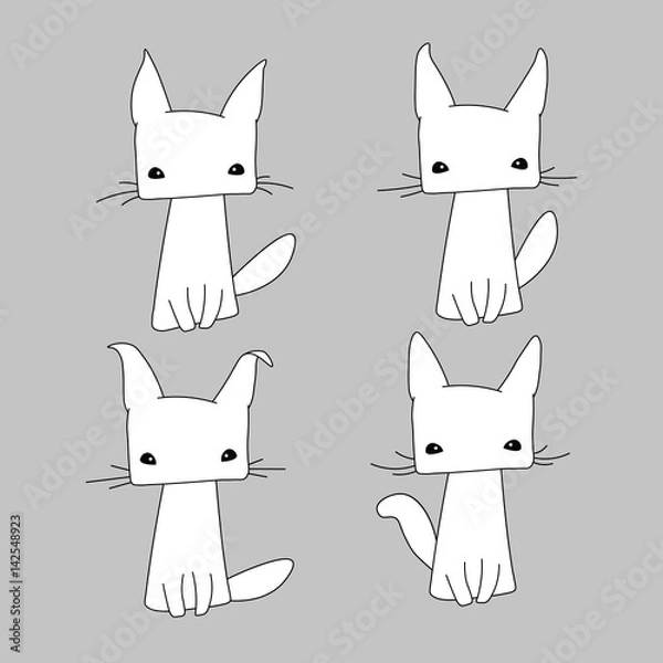 Obraz Set of four cute icons cat.
