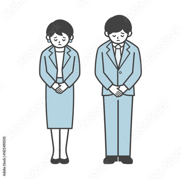 Obraz 謝罪をするスーツ姿の男女（全身）